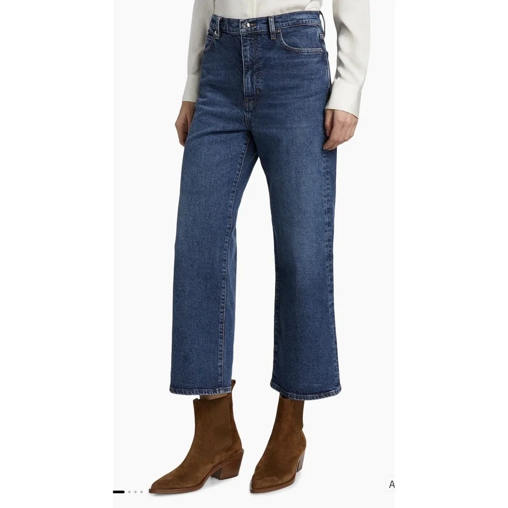 FRAME The Wide Straight Leg Jeans Blue Denim Ankle Length Sz 24 NWT $268 - Picture 15 of 16